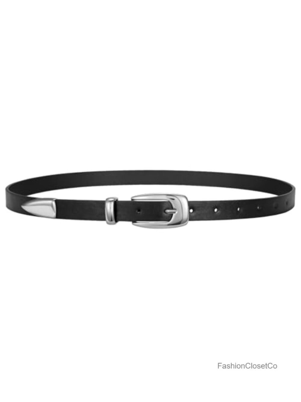 Skinny Faux Leather Belt with Gold Buckle Adjustable Slim Fit